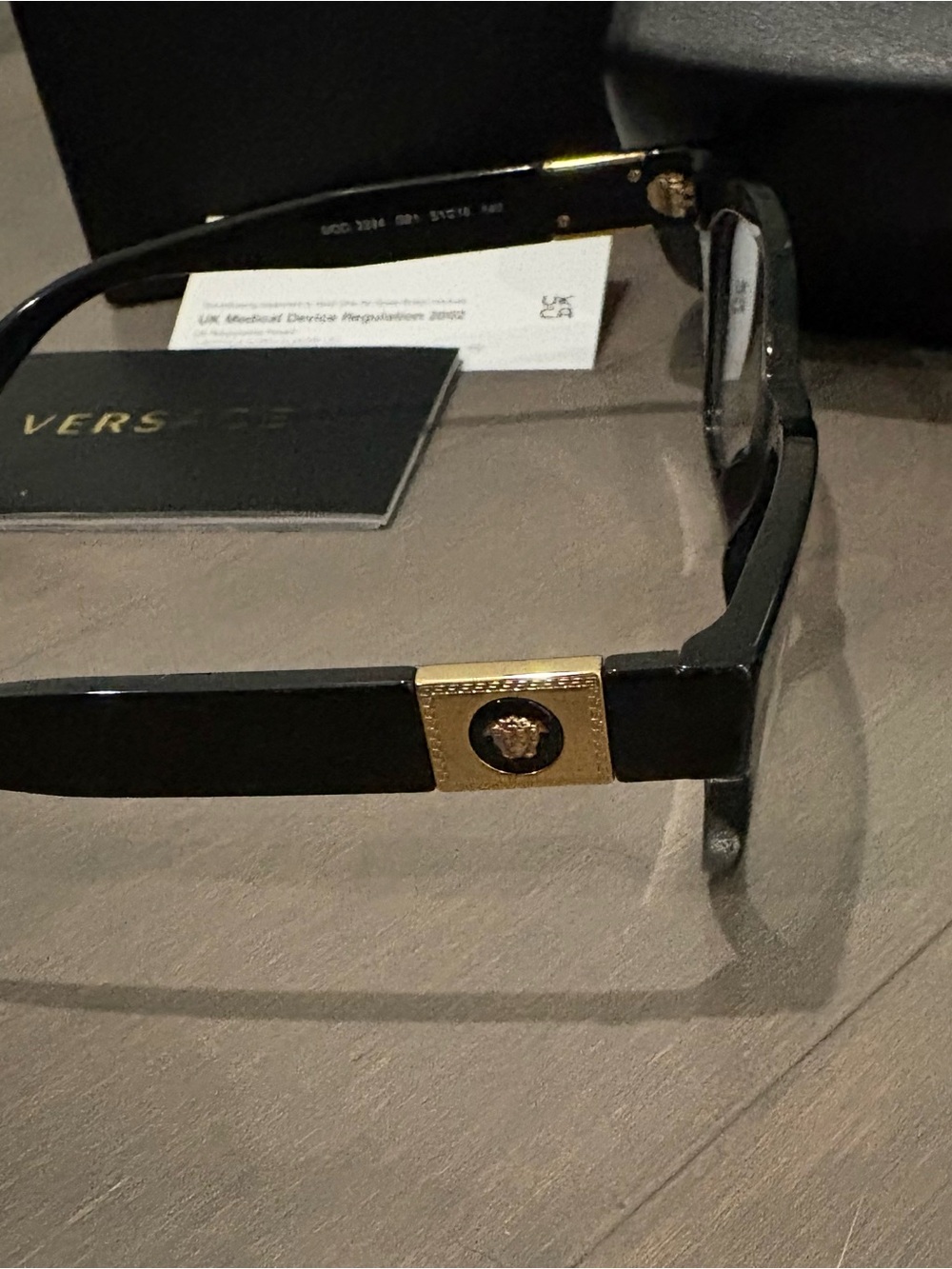 Versace Black Eyeglass Frames with Gold Logo Accents VERSACE VE3294 EYEGLASSES - Picture 3 of 4